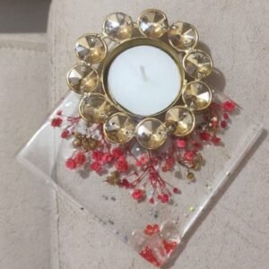 Tea Light Holder (Red Flower)